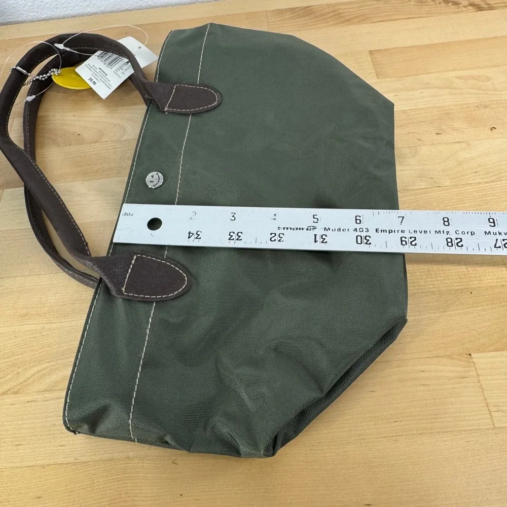 Joe Boxer Olive Green Nylon Tote Bag Smiley Face Charm Y2K Vintage Style NEW